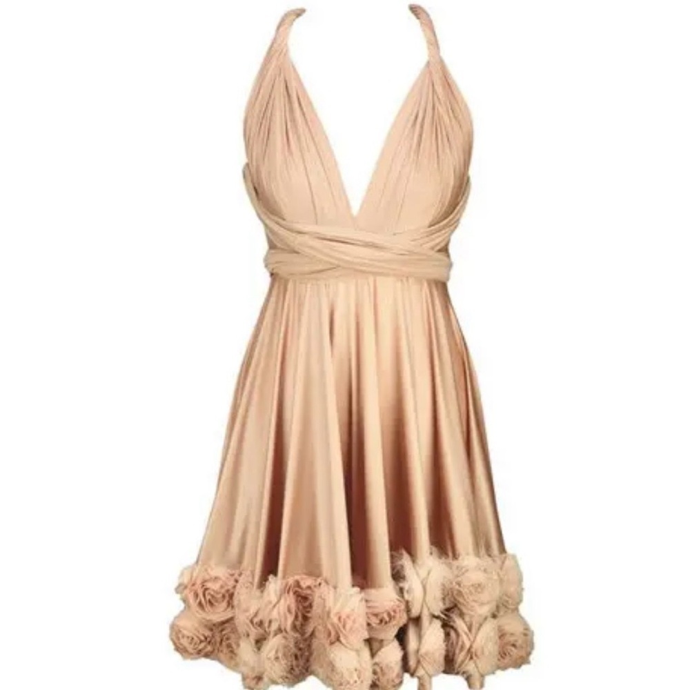 Twobirds Blush Dress with Floral Hem - Picture 1 of 4